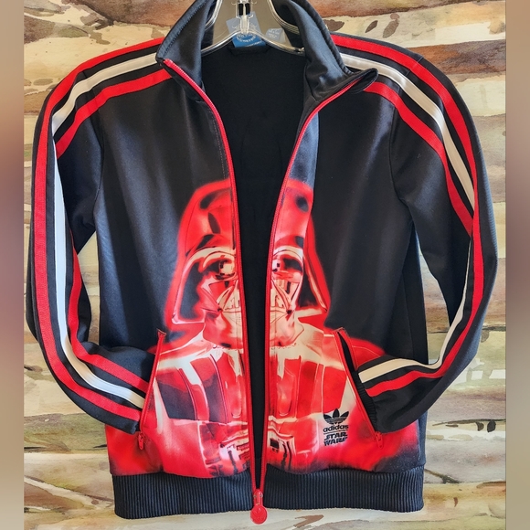 ADIDAS x STAR WARS Darth Vader Unisex Kids Teen Ltd Ed RARE Track Zip Up Jacket - Picture 7 of 16